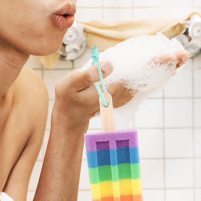 IMIKEYA 6Pcs Exfoliating Bath Sponge Set Soft Body Scrubber With Hanging Rope Random Color - Image 3